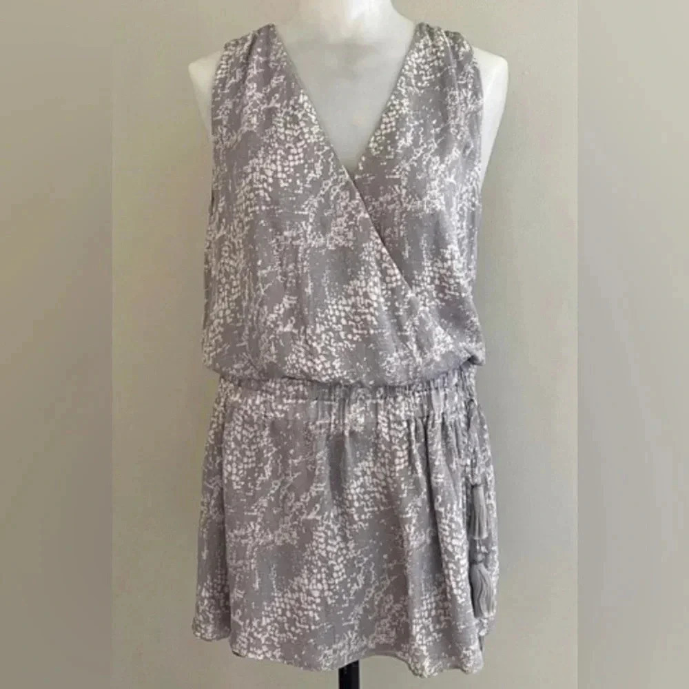 Ramy Brook Snake Print Wrap Drawstring Waist Band Sleeveless Mini Dress